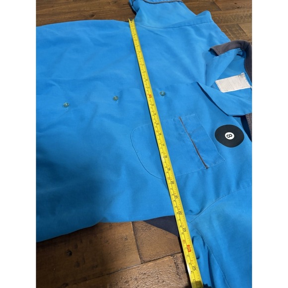 Vintage 90s 8 Ball Rec Hall Bowling Shirt Blue Button Up Mens L - Picture 6 of 10